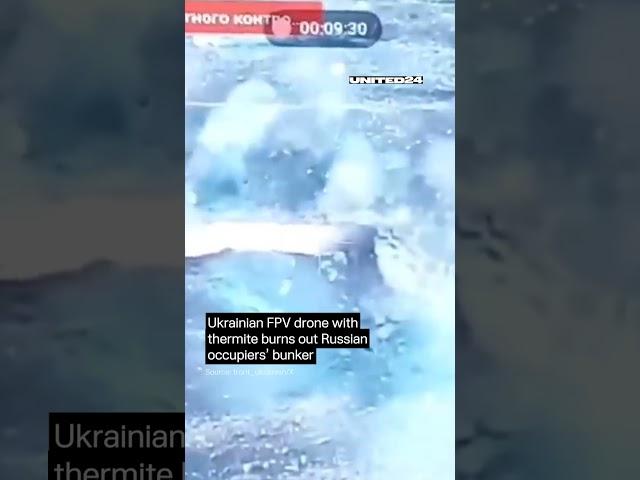 Ukrainian FPV drone with thermite burns out Russian occupiers' bunker #warinukraine #united24media