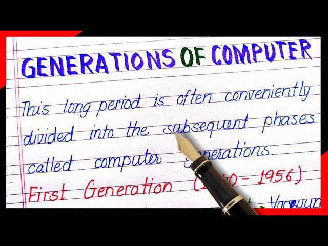 Computer generation | Generation of computer | computer generation 1st to 5th | time period