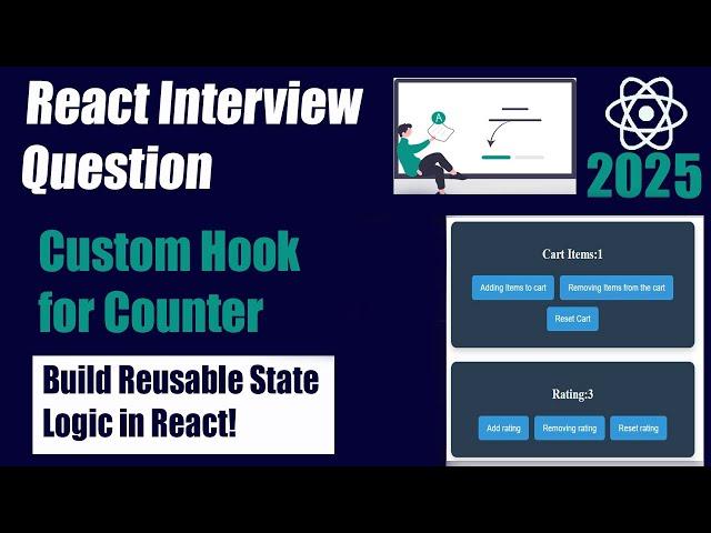 react interview question | custom hook counter in react js | react tutorial #react 2025