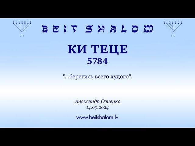 КИ ТЕЦЕ 5784. "...берегись всего худого". (Александр Огиенко 14.09.2024)