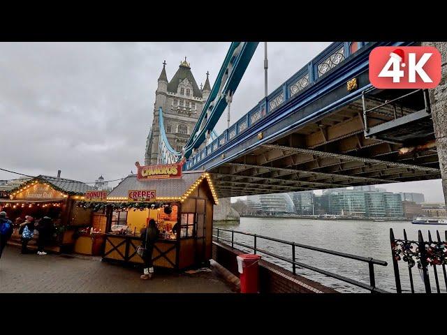 LONDON Christmas WALK TOUR  LONDON BRIDGE  [4K]