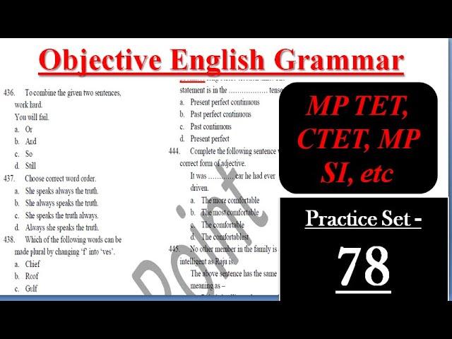 English Grammar Practice Set - 78 | mptet_2020, uptet, ctet | English Point | Kaushal Kishor Sharma