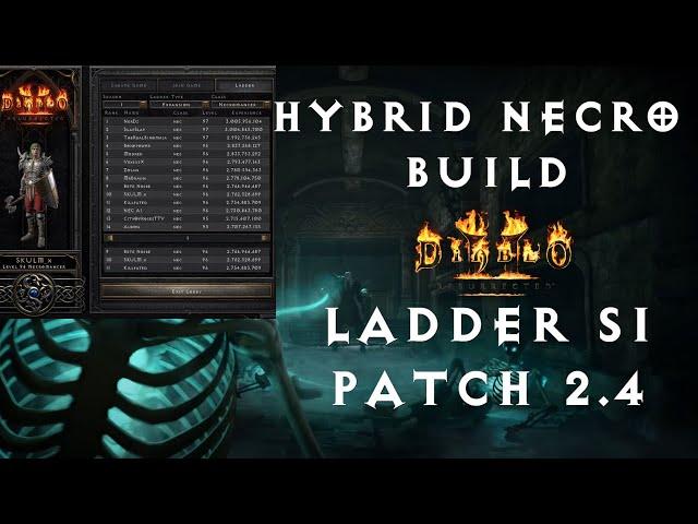 HYBRID Summon/Bone Necro Build Ladder Top 10 Ranked Necromancer GUIDE Diablo 2 Resurrected Patch 2.4