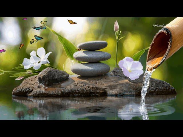 Relaxing Music with Bird Sounds - Bamboo Fountain, Natural Sounds, Helps Relieve Stress, Meditation