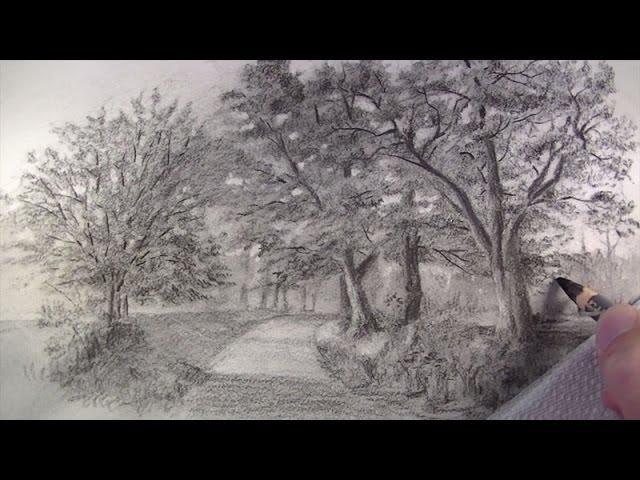 How to Draw with Charcoal Pencils - Landscape Sketching