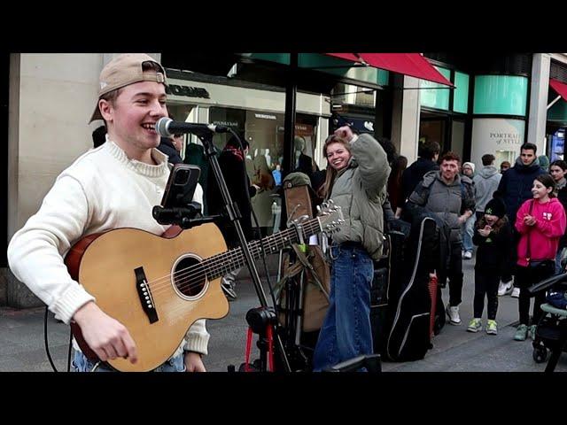 Charlie O'Brien Charms Grafton Street Crowd with "Viva La Vida" by Coldplay.