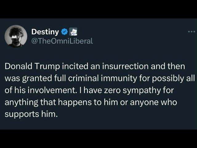 Destiny Openly Supports The Trump Assassination Attempt