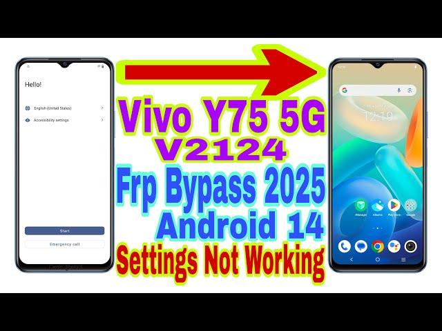 Vivo Y75 5G (V2142) Android 14 Settings Not Open/Frp Bypass | New Trick 2025 | Reset Frp Lock/No Pc