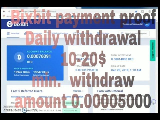 New auto Free Bitcoin earnings on Bixbit| with payment proof 10$