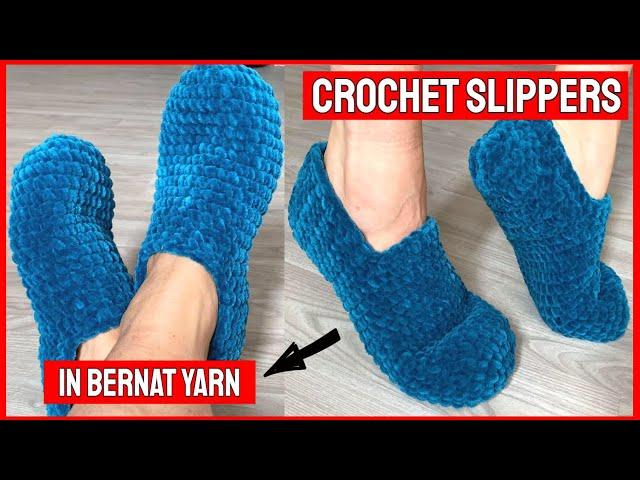 1 HOUR Crochet SLIPPERS in Bernat Yarn