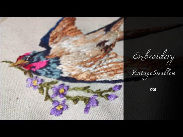 Embroidery Time Lapse - Vintage Swallow