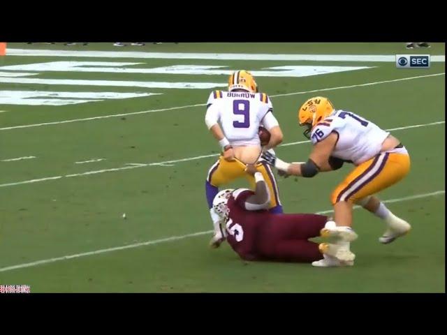 LSU QB Joe Burrow Loses His Pants While Taking A Sack vs Mississippi State