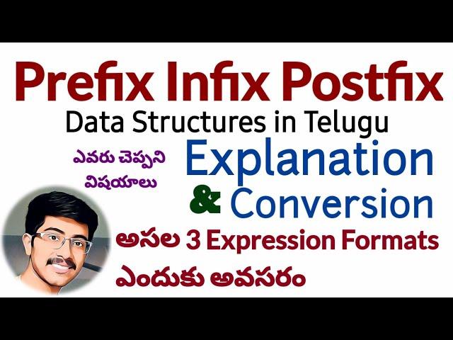 Prefix Infix Postfix in telugu | Why 3 formats? Conversion & in detail explanation | Vamsi Bhavani