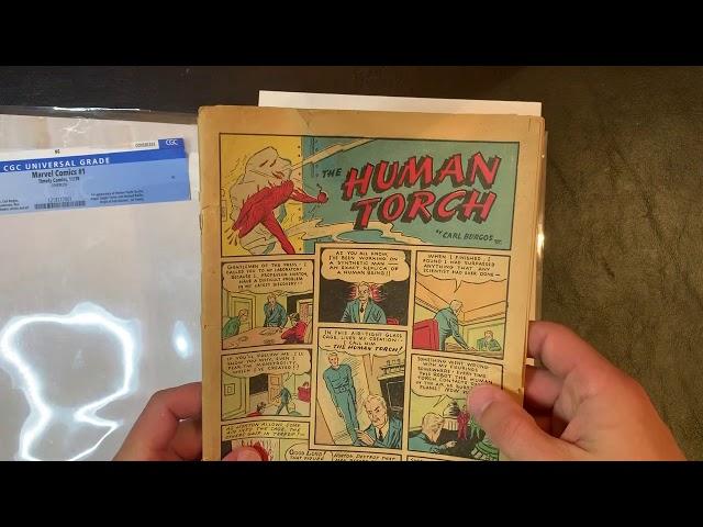 CGC Deslabbed Marvel comics #1 inside 1939 80 year old historical Golden Age classic comic book