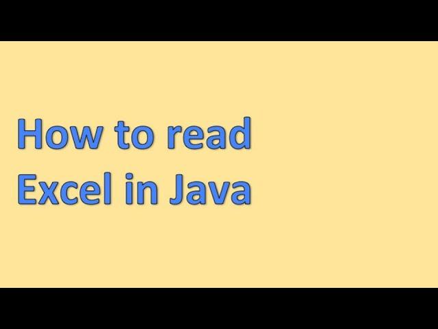 How to read excel in Java