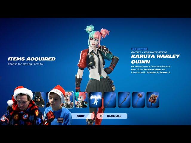 Buying NEW Fortnite DC Skins Today NINJA BATMAN & KARUTA HARLEY QUINN & Unlocking Free Xmas Rewards