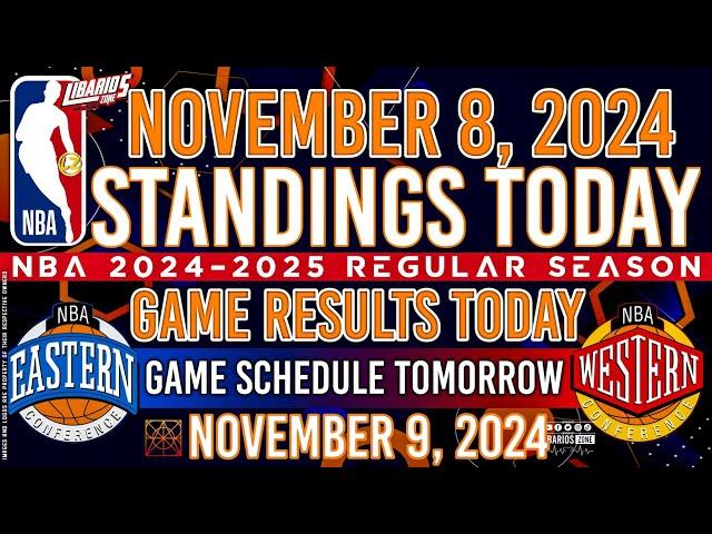 NBA STANDINGS TODAY as of NOVEMBER 8, 2024 | GAME RESULTS TODAY | GAMES TOMORROW / NOVEMBER 9 | SAT