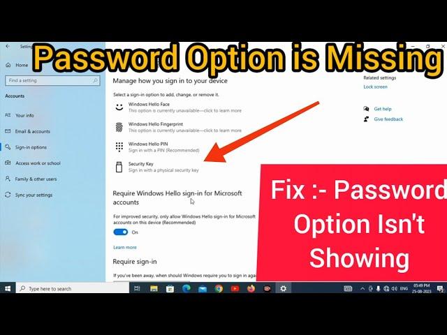 How To Fix Password And Picture Password Option Isn't Showing In Windows 10 |Fix Password Is Missing