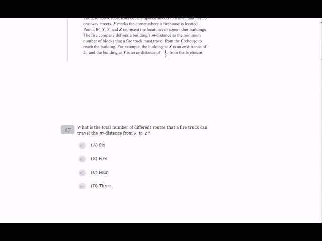 SAT practice test. M-distance of the building .17.