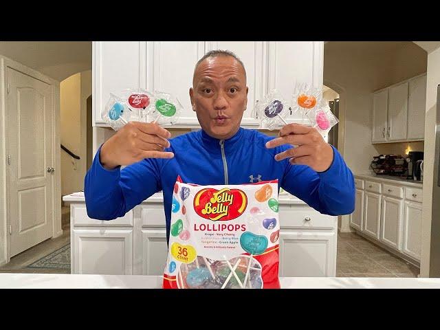  JELLY BELLY LOLLIPOPS HARD CANDY (6 FLAVORS) AND EATING SOUNDS  FULL VIDEO  #asmr