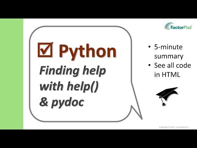 Learn the Python help() function and pydoc | Python for Beginners