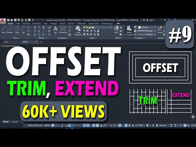 #9 | Offset, Trim, Extend | AutoCAD FULL Tutorial @DeepakVerma_dp