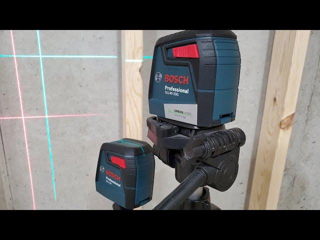 Bosch Red vs Green Cross Line Laser Level Comparison - GLL30 vs GLL40-20g