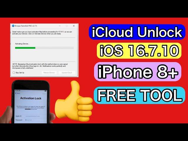 FREE iCloud Bypass iPhone 8,8+ and Change SN iOS 16.7.10