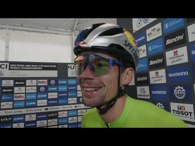 Primož Roglič - Interview at the finish - World Championships Road Race (Zürich) 2024