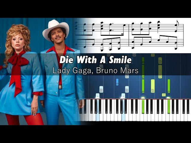 Lady Gaga & Bruno Mars - Die With A Smile - Piano Tutorial with Sheet Music