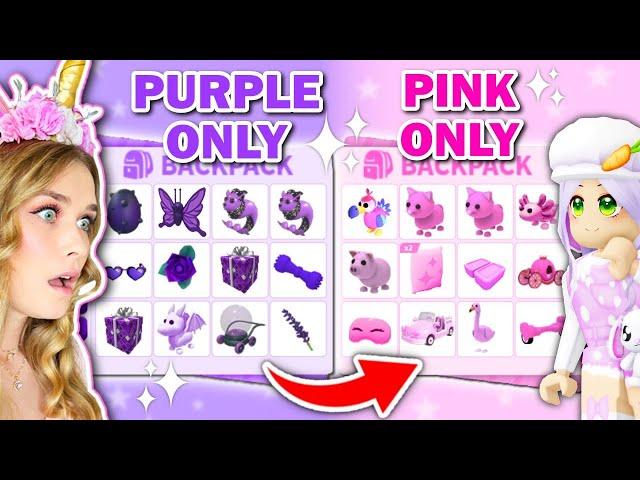 PINK vs PURPLE Inventory Only Challenge In Adopt Me! (Roblox)