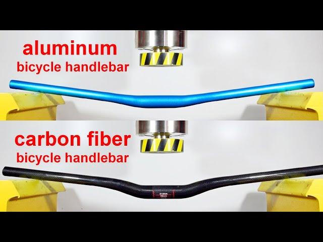 HYDRAULIC PRESS VS BICYCLE HANDLEBARS MADE OF DIFFERENT MATERIALS, CARBON FIBER, STEEL, ALUMINUM