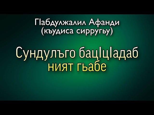 Сундулъго бацIцIадаб ният гьаби / ГIабдулжалил Афанди (къудиса сирругьу)