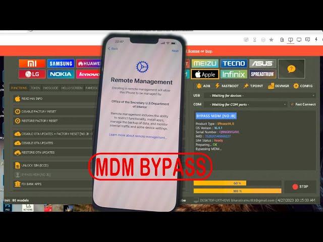 Remote Management iPhone 14 USA -  BYPASS MDM IPHONE ALL DEVICES ALL IOS UNLOCK TOOL FREE 2023