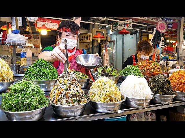 700 bowls sold per day!! Delicious Korean bibimbap, kalguksu in Gwanjang Market / Korean street food