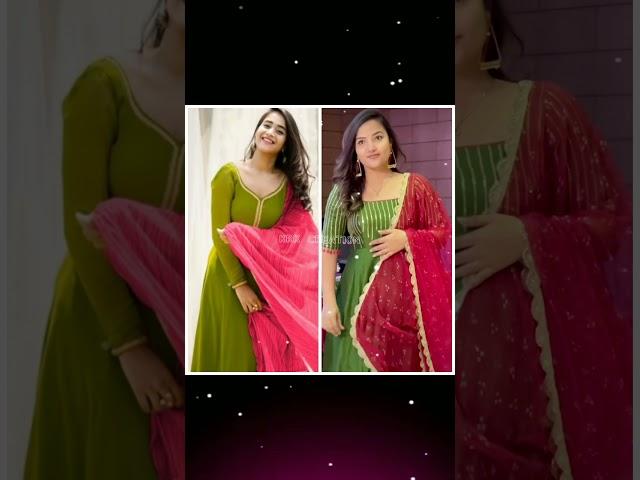 Deepthi sunaina VS Siri Hanmanth in same colour dresses #shorts @KRK CREATION #new #beautiful