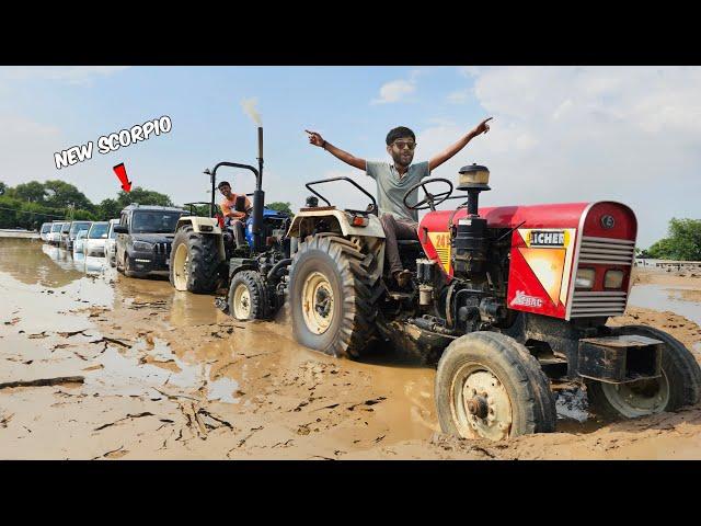 Tractor Sai Rail Gadi Bana Di | Tractor, Scorpio Car  Sab Mud Mai Atak Gye