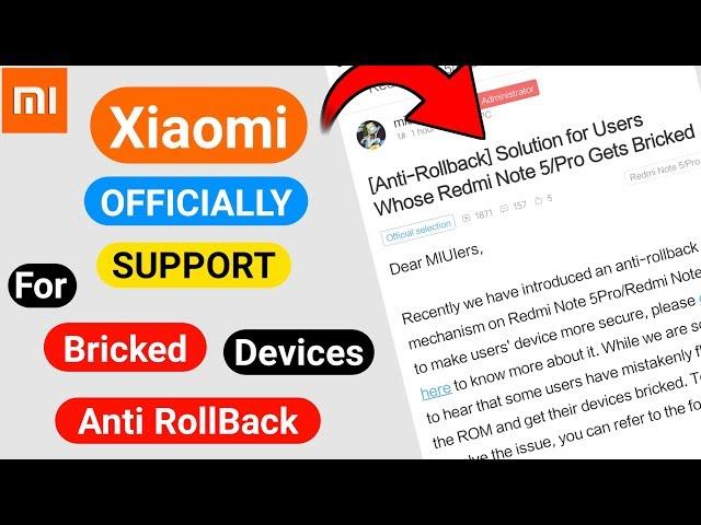 [Anti-Rollback] XIAOMI OFFICIALLY RELEASED Solution For Bricked Device Due to Anti RollBack