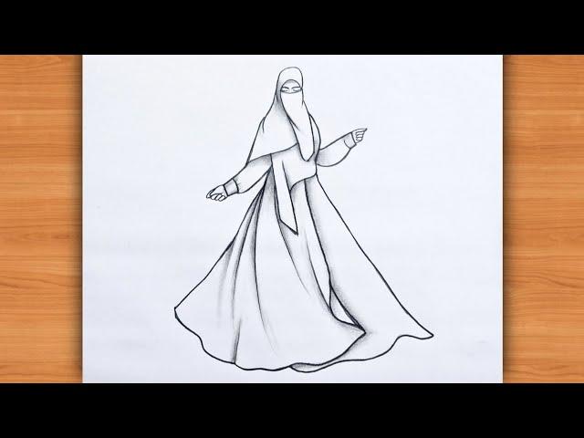 Ramdan Sprcial Hijab girl drawing / How to draw Muslim Girl with Hijab easy / Hijab girl drawing