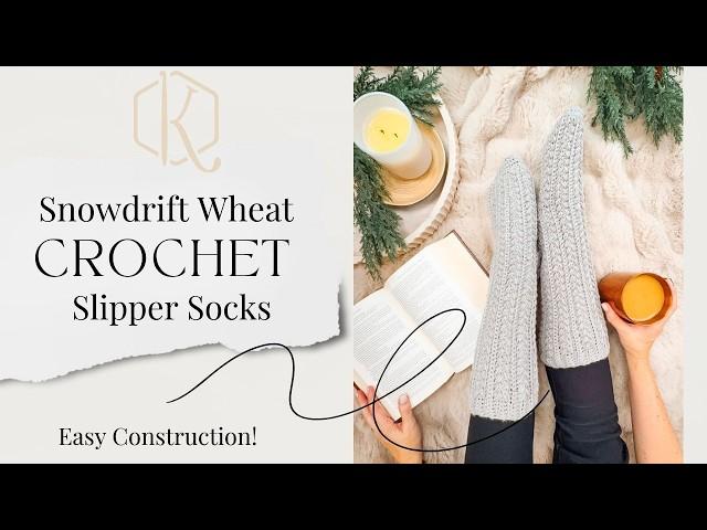 Snowdrift Wheat Stitch Crochet Slipper Sock Pattern Tutorial