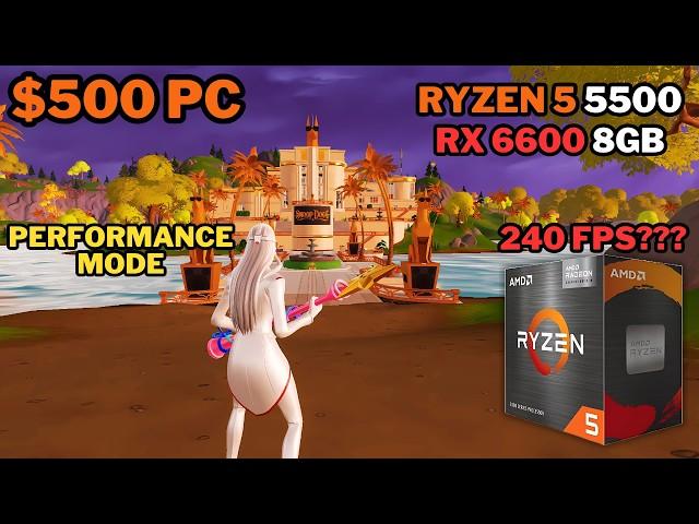 Fortnite Chapter 2 Remix On A $500 PC | RX 6600 8GB + Ryzen 5 5500 | 1080P Performance Mode | Ranked