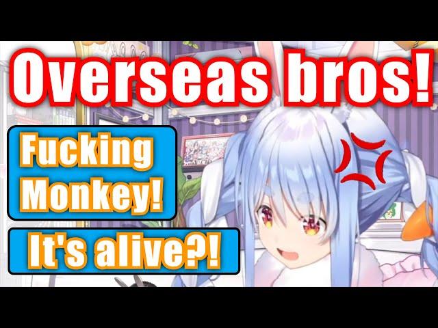 Pekora's reaction to overseas bros calling Jill a monkey