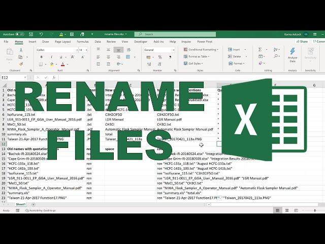 How to rename multiple files at once using Excel (Windows)