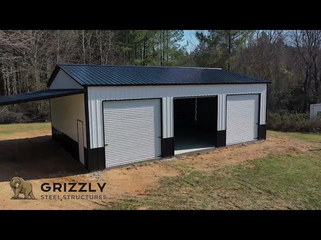 Grizzly Steel Structures - 30x40 Garage w/ 12x30 Lean-to