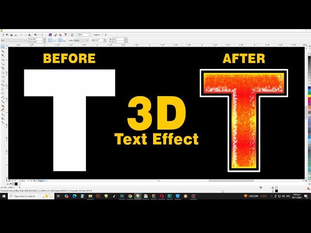 How Make 3D Text Effect in Coreldraw | 3D Text Effect Tutorial | CorelwaliSarkar