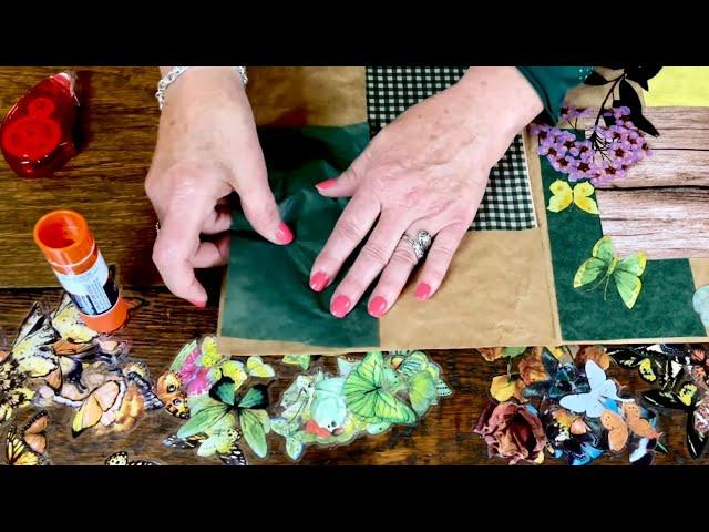 ASMR~Summer Journal Craft! (No talking) Tissue paper, stickers. Super Crinkles!