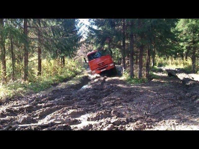 Truck Kamaz 6X6 runs hard mud off-road | Камаз 6Х6 тяжелое бездорожье