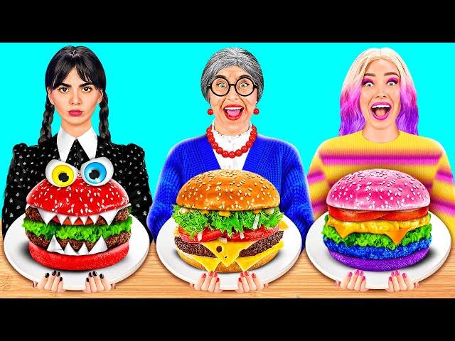 Wednesday vs Grandma Cooking Challenge | Easy Secret Hacks and Gadgets by BaRaDa Challenge