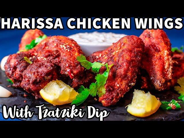 Harissa Chicken Wings With Homemade Chicken Spice Mix And Tzatziki Dip