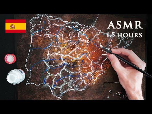 ASMR Drawing Map of Spain | Dip Pen | 1.5 Hours